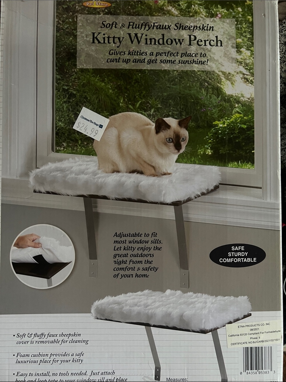 Kitty Window Perch - Soft & Fluffy Faux Sheepskin (White)
